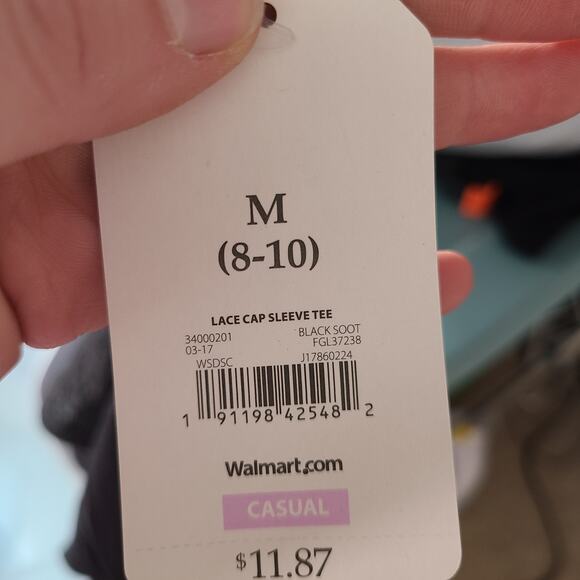 NWT faded glory black ribbed lace back top size medium - Picture 8 of 9